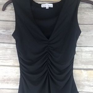 ##WHBM sleeveless ruched black top shirt XS##